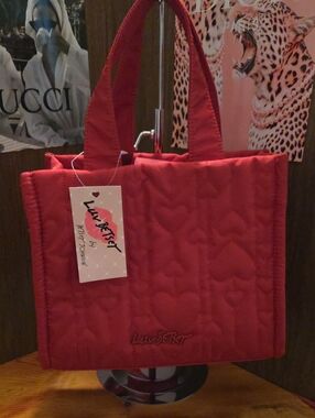 Luv Betsey Red Quilted Tote Bag Crossbody by Betsey Johnson NWT